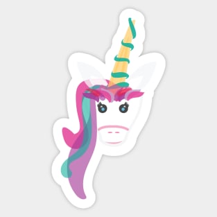 Pink, Green and Purple Unicorn with Rainbow hair Sticker